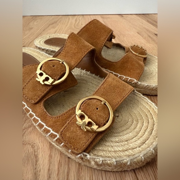 Tory Burch Espadrille Sandals Leather Tan Preppy Size 7.5 - Picture 14 of 14